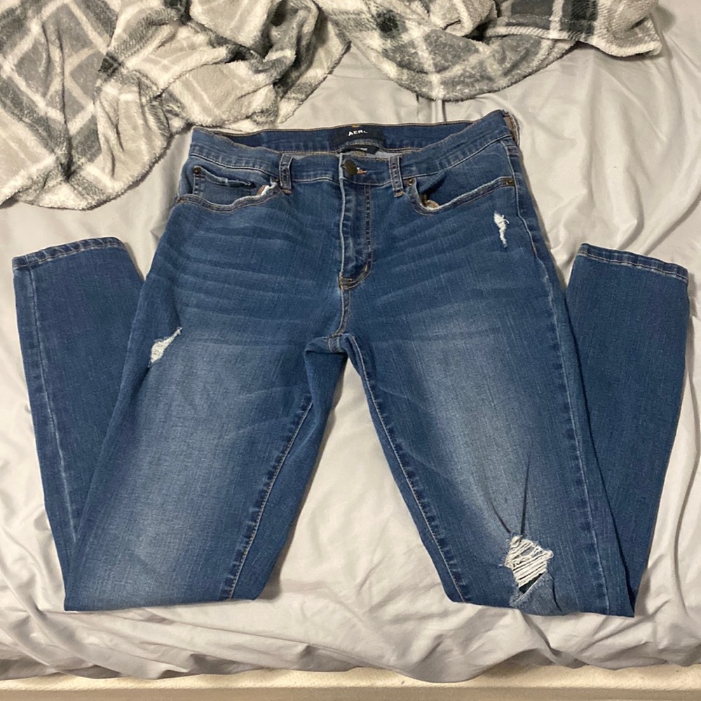 Denim jeans. High rise and a 10 regular